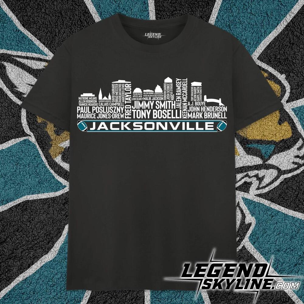 Jacksonville Football Team Legends City Skyline GOAT Fan Tee